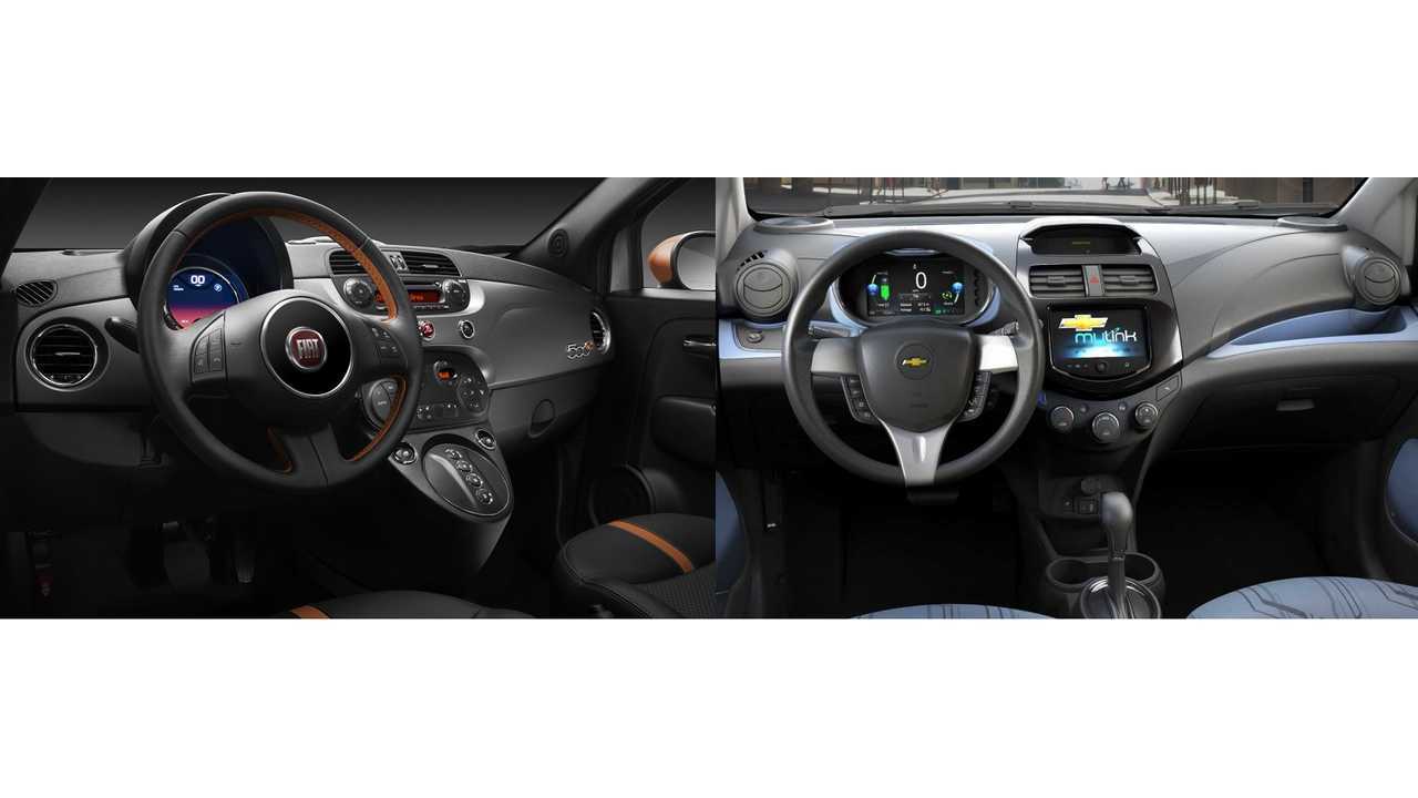 Fiat 500e and Chevrolet Spark EV Interiors