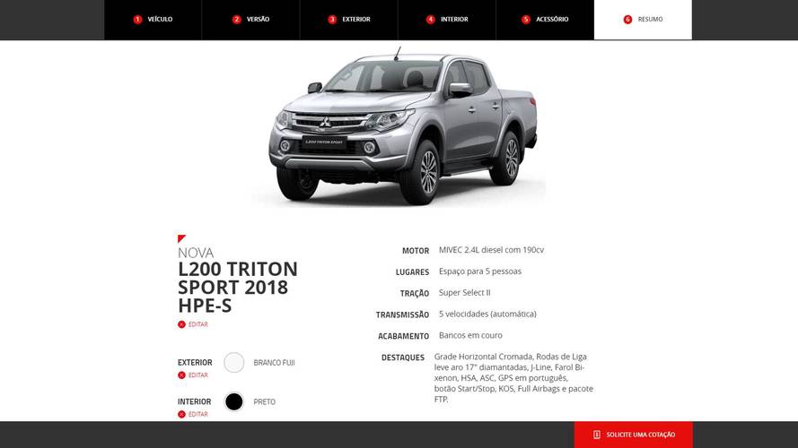 Mitsubishi L200 Triton Sport HPE-S aparece no site