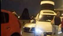 Audi R8 rams under A7 on highway,