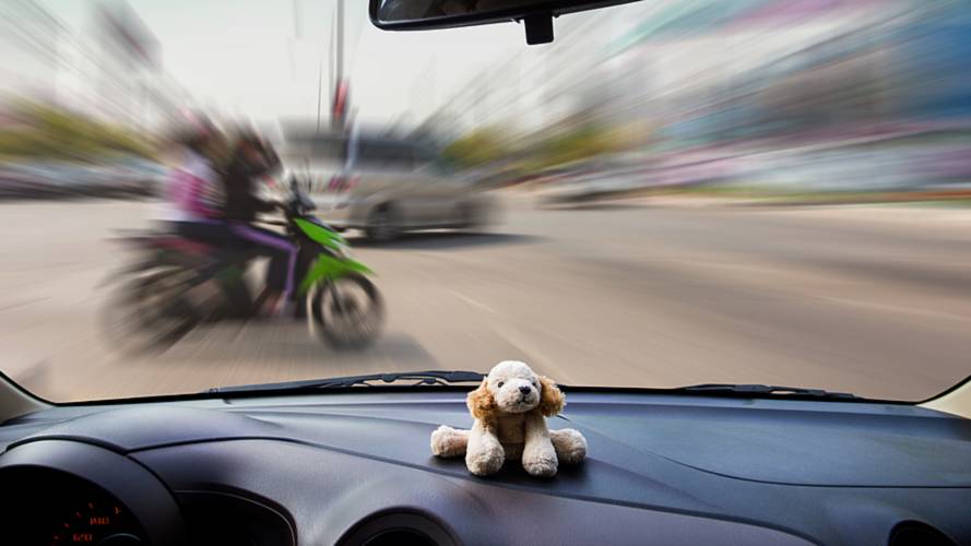 Motorcycle car in traffic