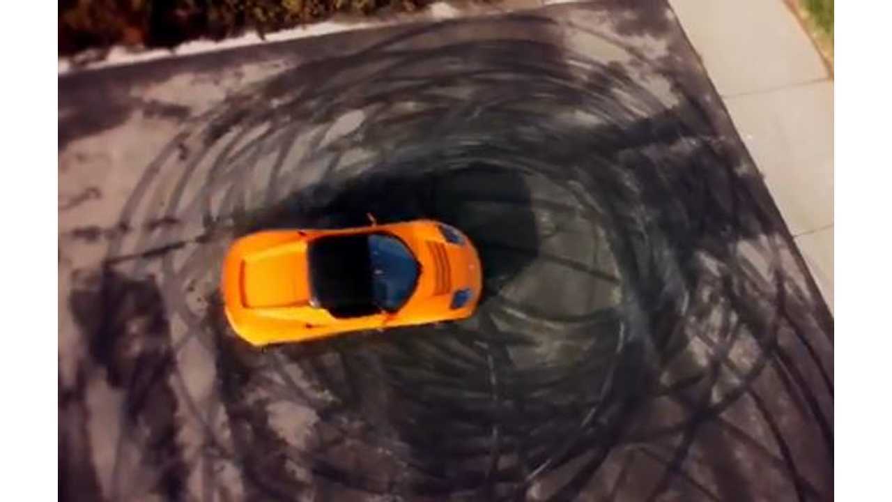 Tesla Roadster Spinning in Circles