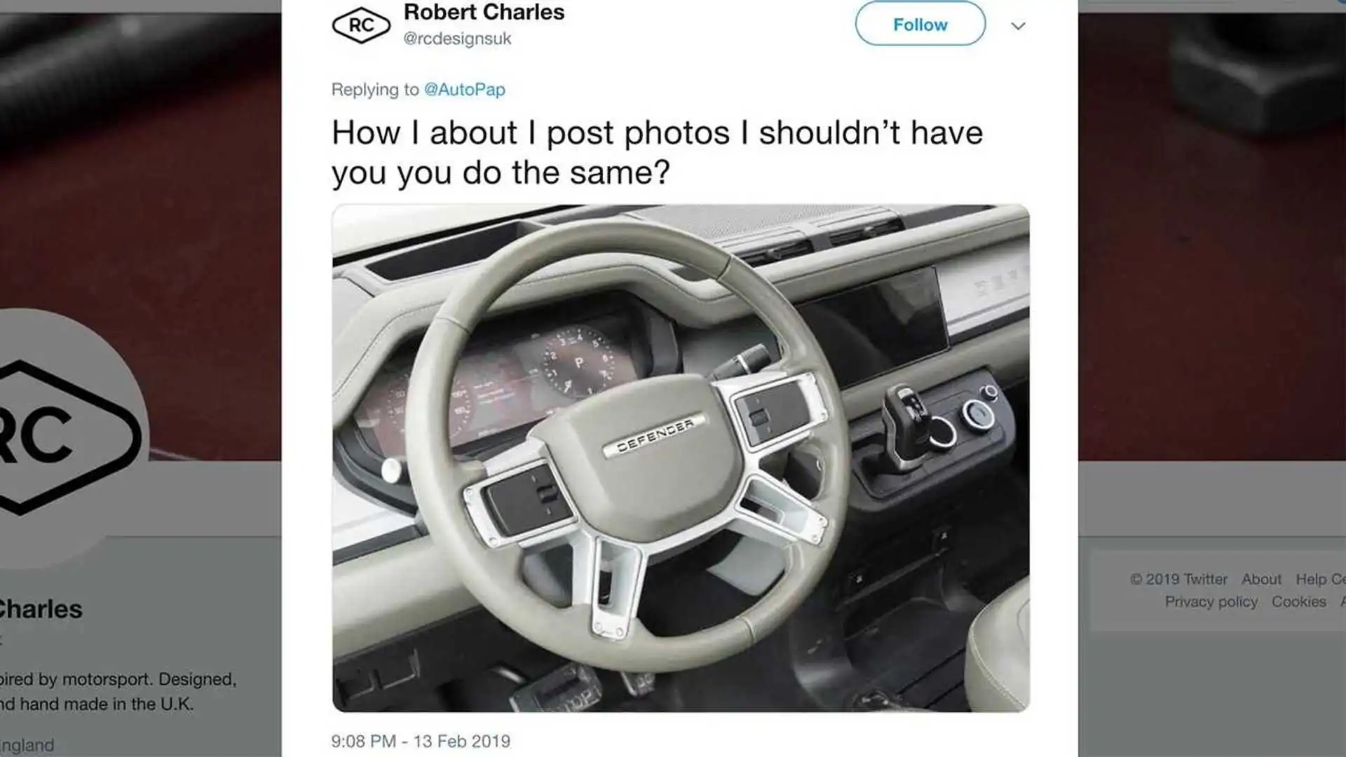 2020 Land Rover Defender Interior Mockup Leaks Online