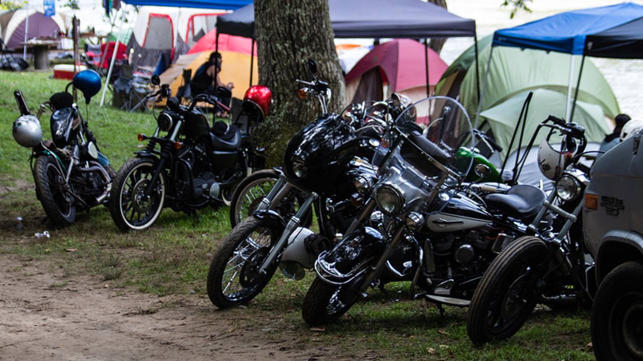<em>My old black and white panhead fits right in, sort of...</em>
