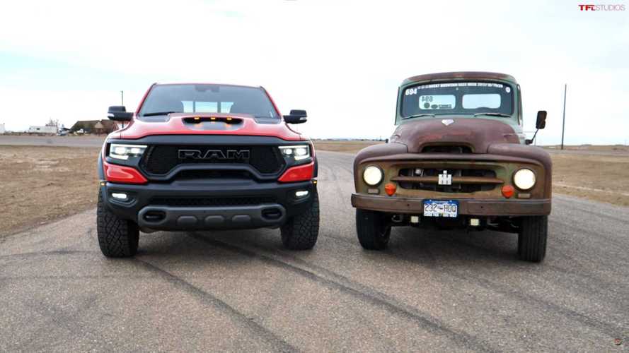 Watch Ram TRX Drag Race Sleeper V8 Rusty Truck