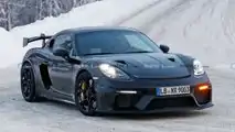 Porsche 718 Cayman GT4 RS Spy Photos Front Three Quarters