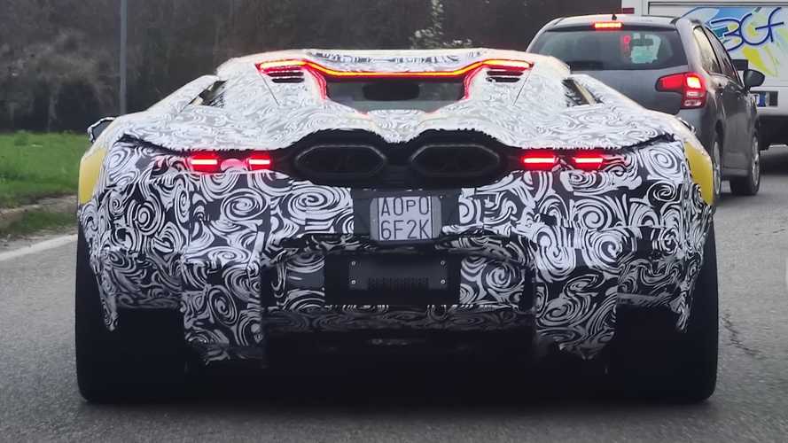 New Lamborghini V12 supercar shows off cool third brake light in spy video