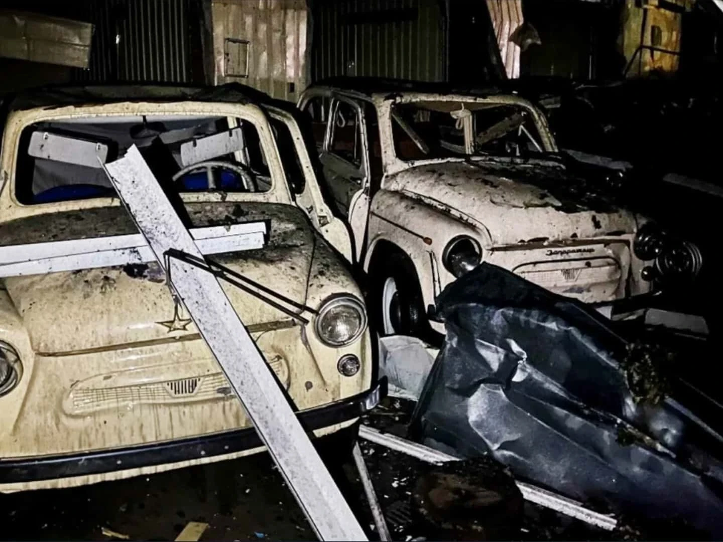 Car museum damaged by bombing in Ukraine