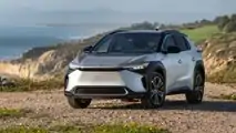 2023 Toyota bZ4X Limited FWD in Elemental Silver Metallic paint front three-quarter view