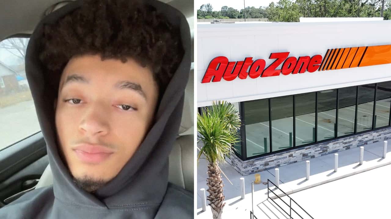 Man asks AutoZone worker a question. The worker recommends Lucas. Then the man asks ChatGPT for a second opinion