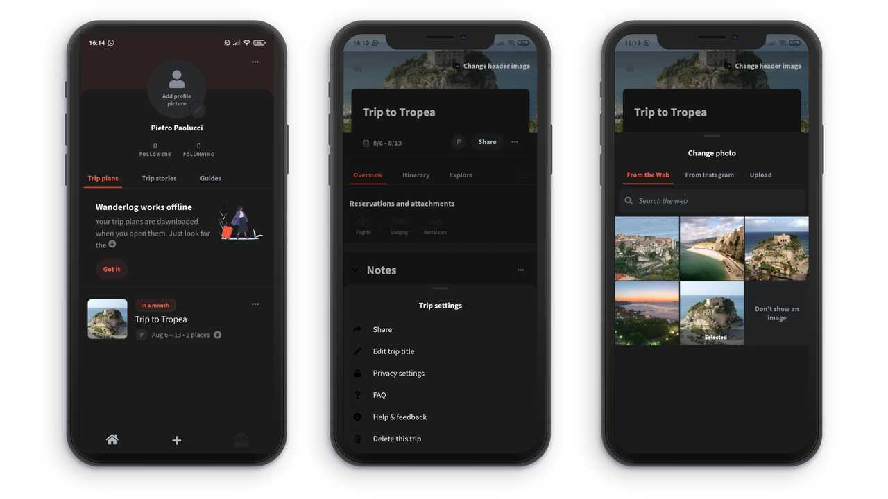 Screenshot 3 Wanderlog pianificazione viaggi in auto