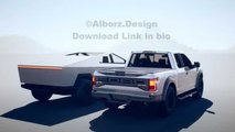 Tesla Cybertruck ve Ford F-150 Raptor Yan yana