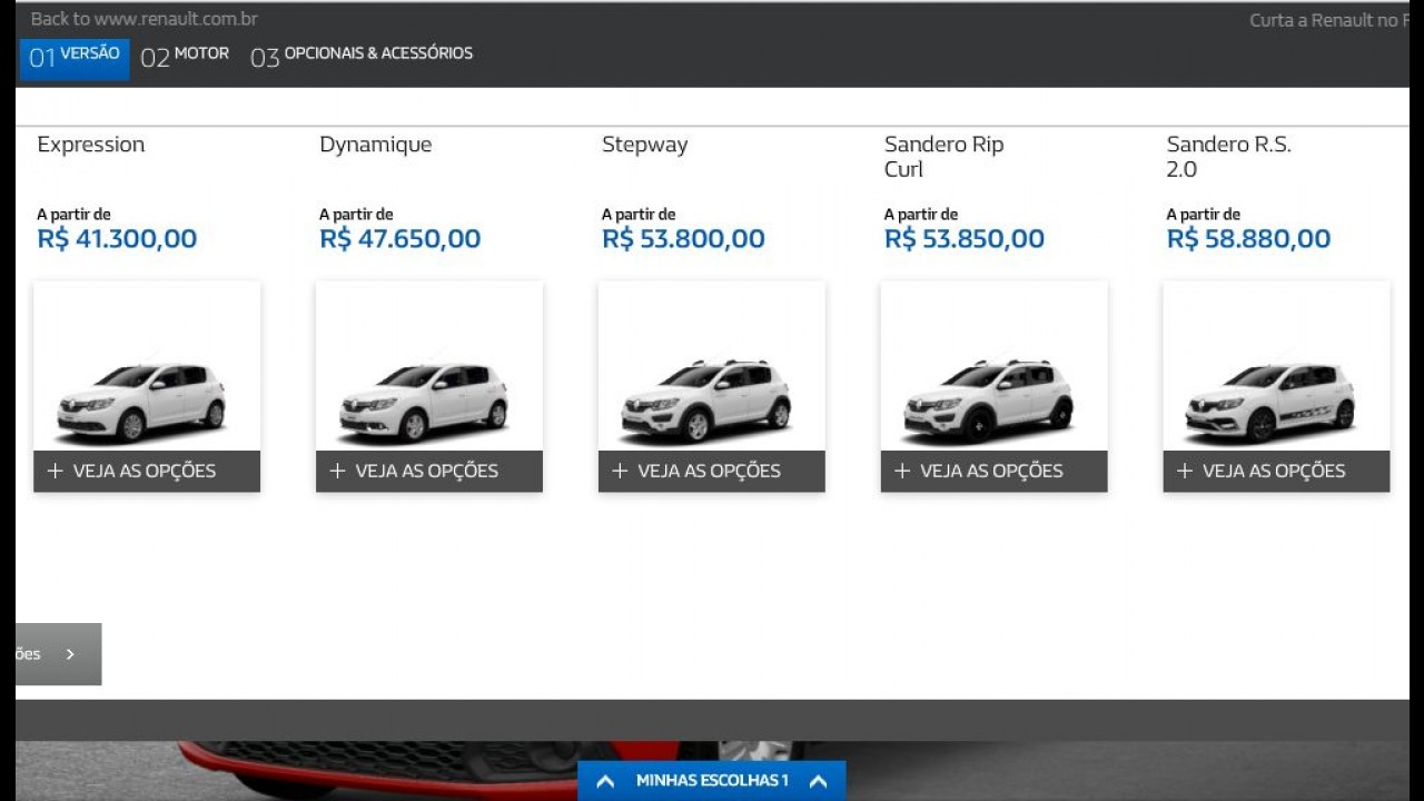Sandero Rip Curl já aparece no configurador online da Renault por R$ 53.850