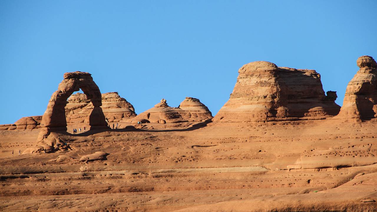 Delicate Arch as seen from the upper viewpoint