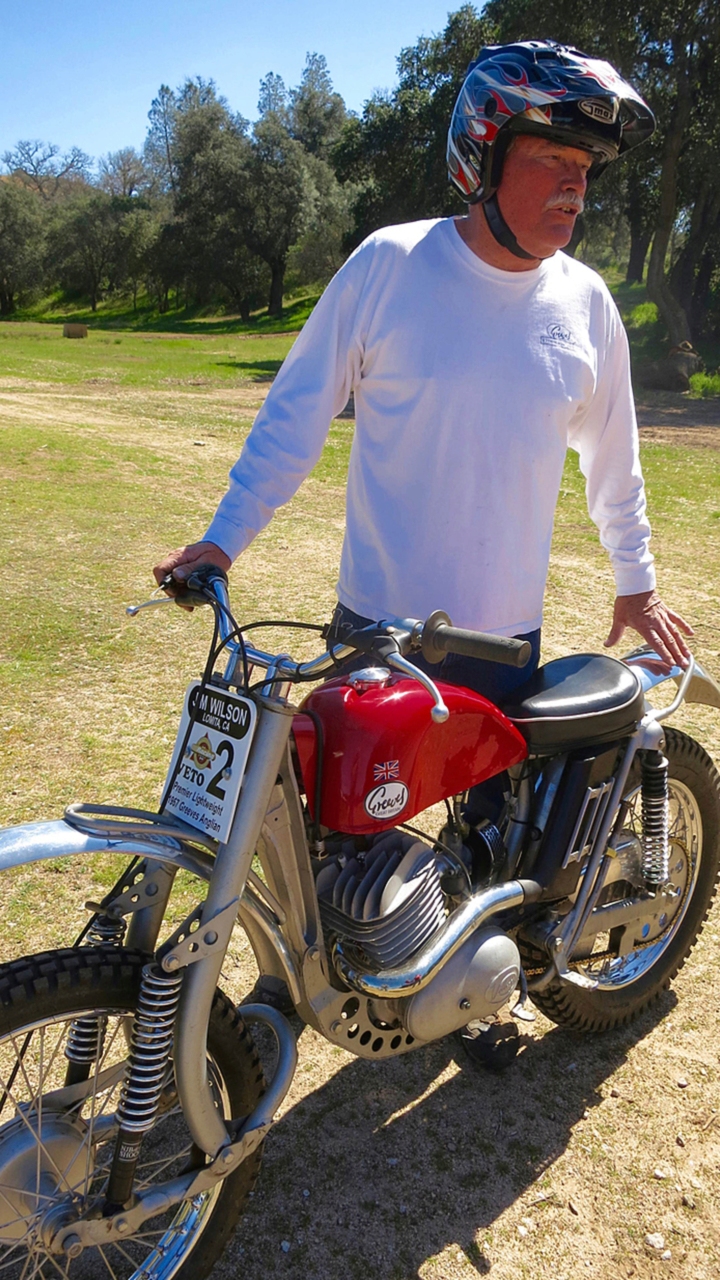 <strong>Former trials/scrambles/motocross star Jim Wilson remains active in vintage competition.</strong>