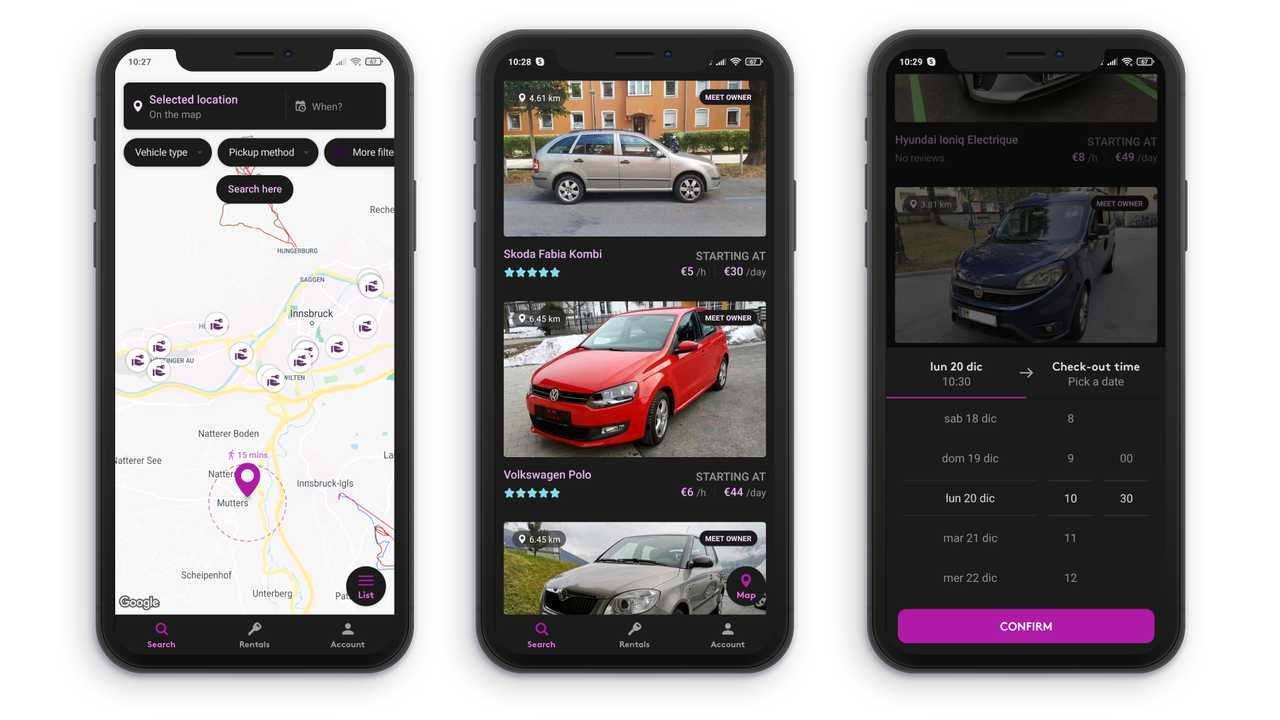 Foto app noleggio auto Getaround Europe
