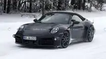 Porsche 911 Cabrio facelift spy photo (front three-quarters)