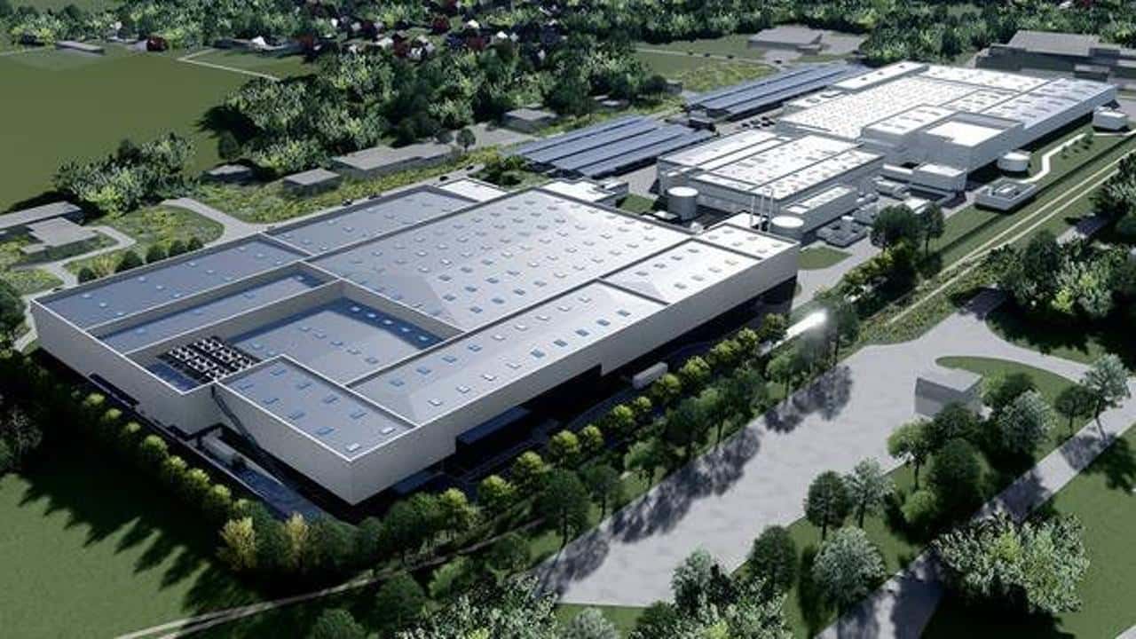 Render della gigafactory di batterie per auto elettriche a Termoli