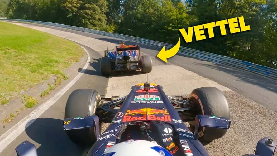 Watch Sebastian Vettel and David Coulthard drive Red Bull F1 cars at the Nürburgring