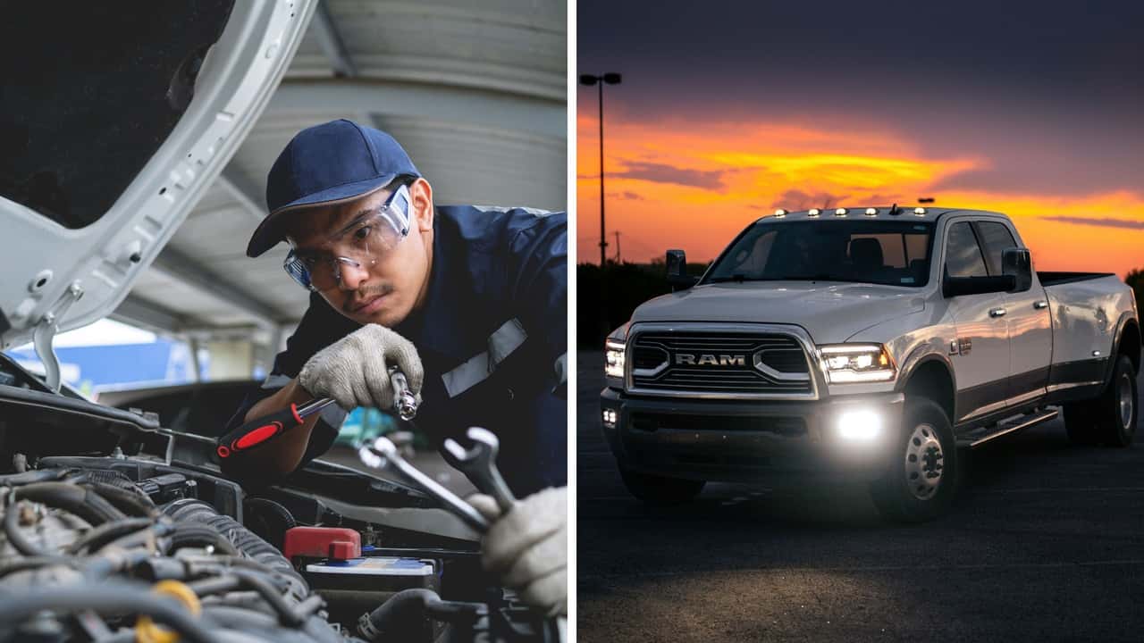 Mechanic tries to work on a Ram