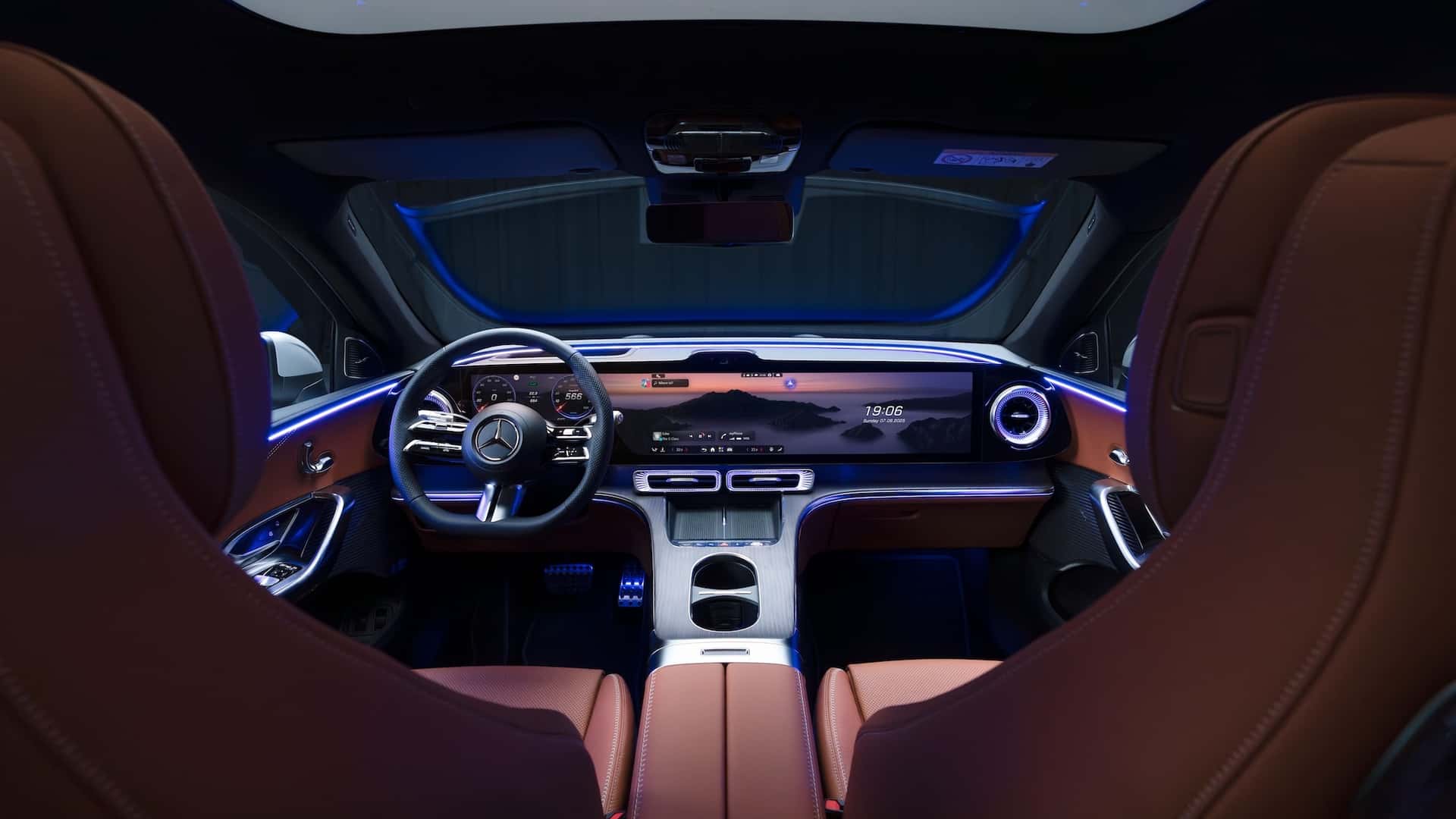 Interior of the 2026 Mercedes-Benz GLC EV showcasing the MBUX Hyperscreen.