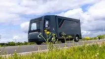 REE Automotive P7-B electric Class 3 delivery truck exterior front three-quarter view