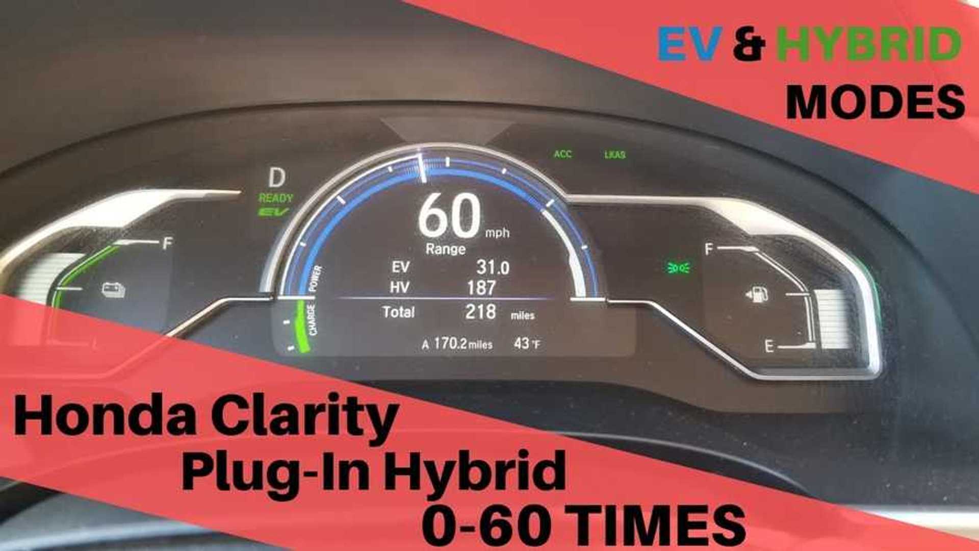 Honda Clarity Phev 0 60 Mph Acceleration With Without Engine Video