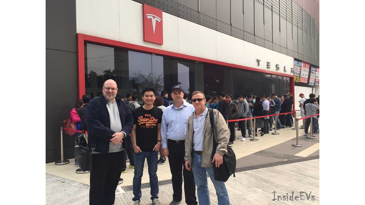 ChargedHK members and Model S owners made reservation for the Model 3 <em>(Chairman Mark Webb-Johnson on left)</em>