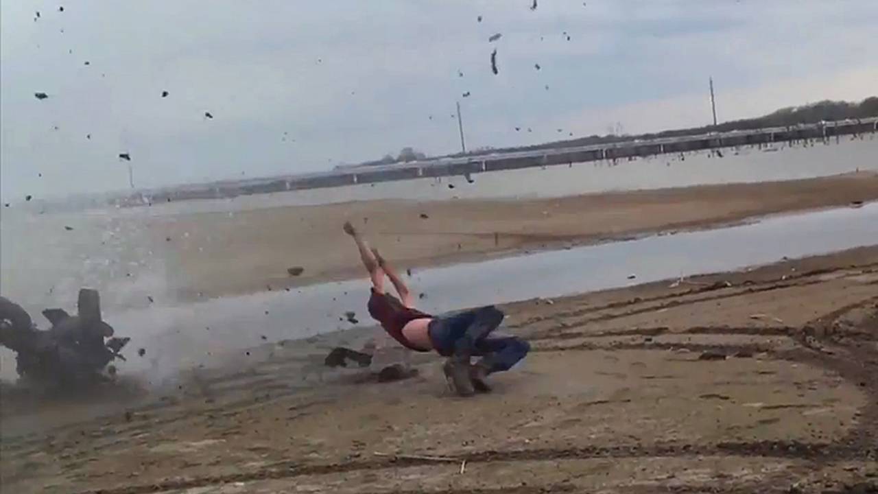 Watch As A Motorcycle Tries to Skim Across Water, but Ends Up In a Face Plant
