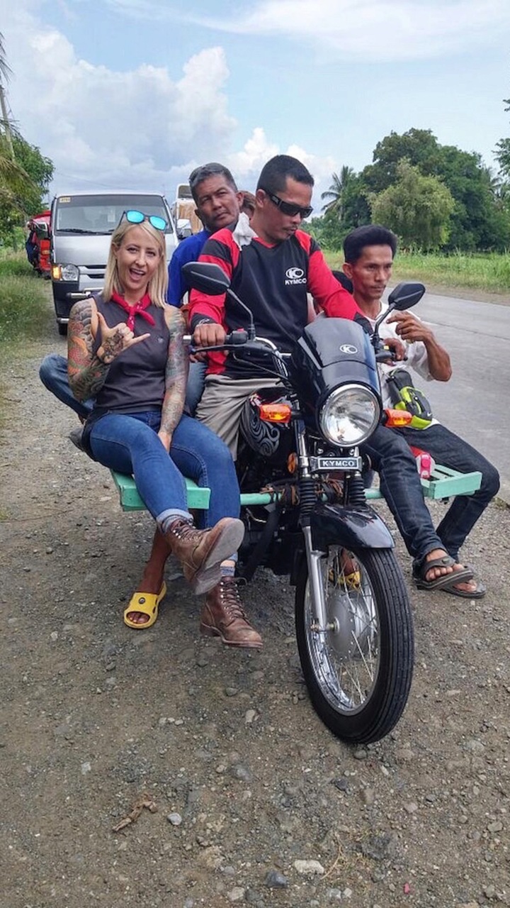 <em>Jaime and a few friends getting cozy on a Kymco</em>