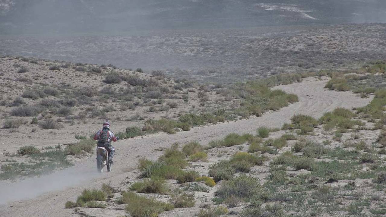 The racers enjoyed some open sections of the course as well, such as this washed-out dirt road.