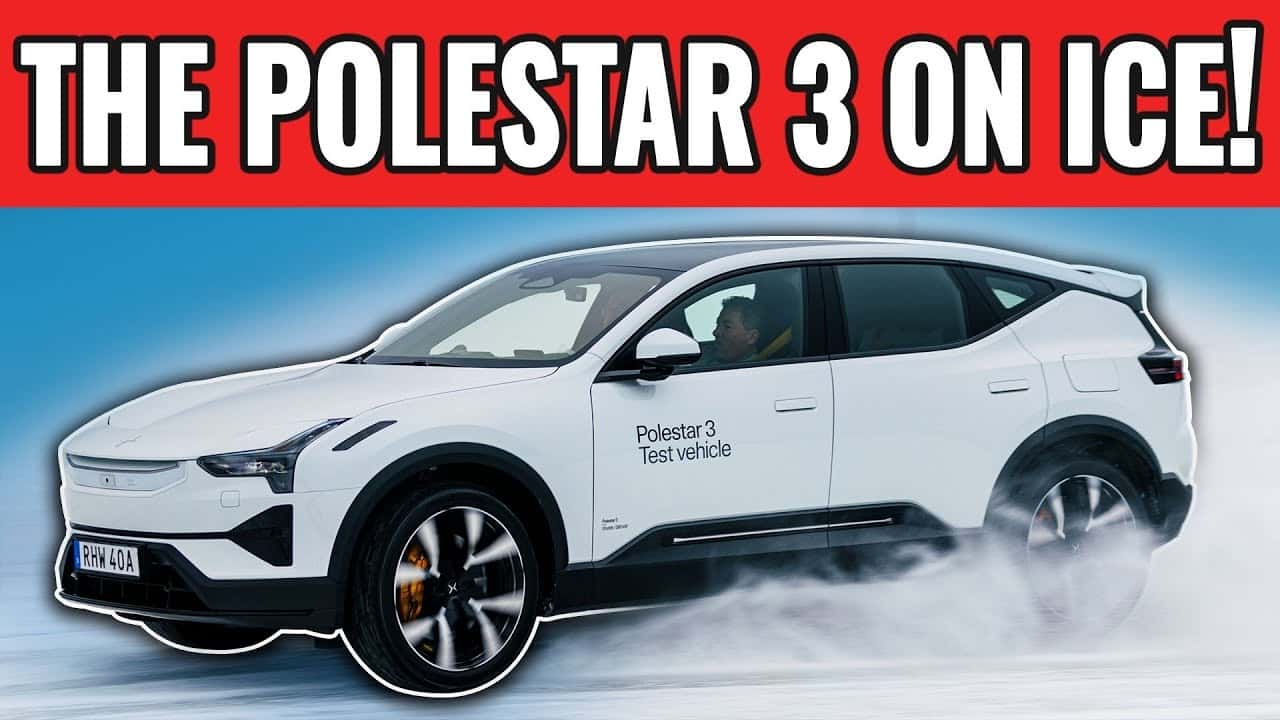 Driving the Polestar 3 on a frozen lake