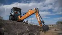 CASE 580 EV fully electric backhoe loader