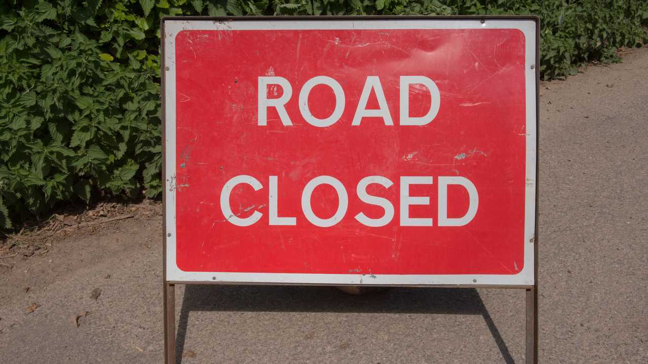 Road Closed sign in rural Devon England