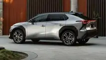 2023 Toyota bZ4X Limited AWD in Heavy Metal paint rear three-quarter view