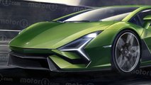 Lamborghini V12 PHEV, render de Motor1.com