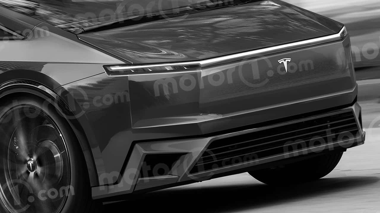Rendering di Tesla EV da Motor1.com