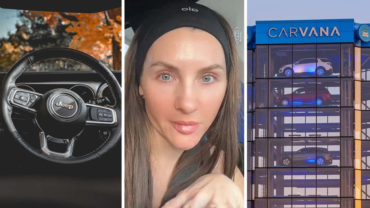 Woman trades in her Jeep Grand Cherokee for a Toyota RAV4 at dealership. Then Carvana steps in