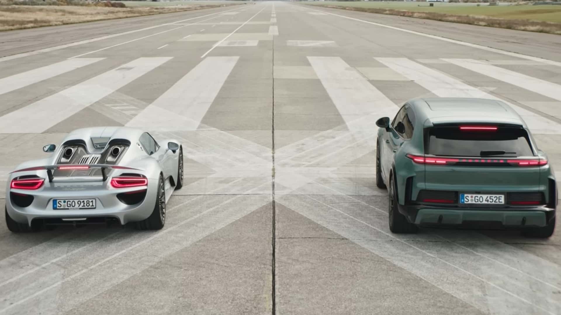 Porsche Races 918 Spyder Against the Electric Cayenne