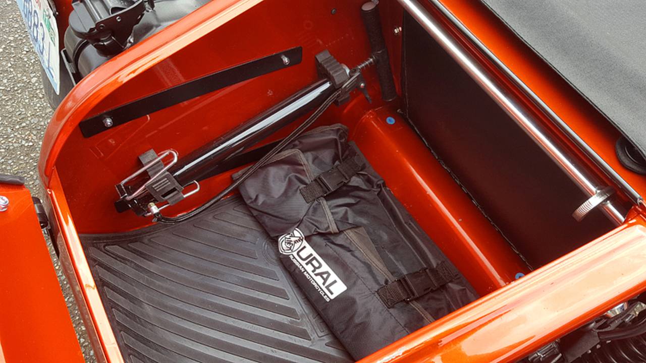 The Gear Up's trunk with pump and tool roll.