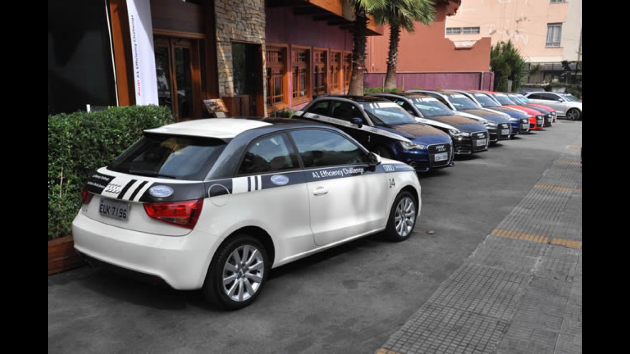 Jornalistas conferem consumo do Audi A1 em desafio de SP ao RJ