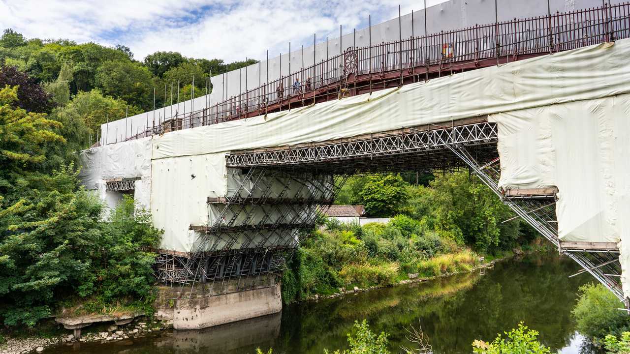 Ironbridge under renovation in Shropshire UK