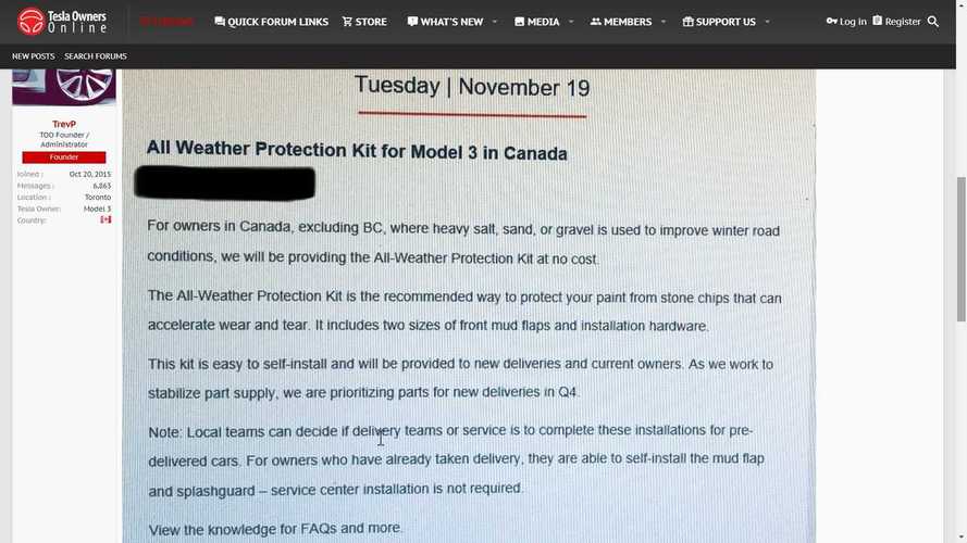 Tesla Will Pay For Mudflaps In Canada: Generosity Or Strategy?