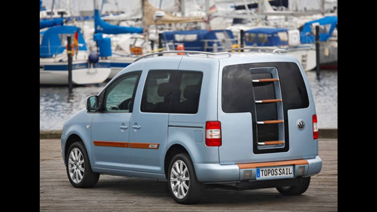Volkswagen revela conceito Caddy Topos Sail com teto para banho de sol