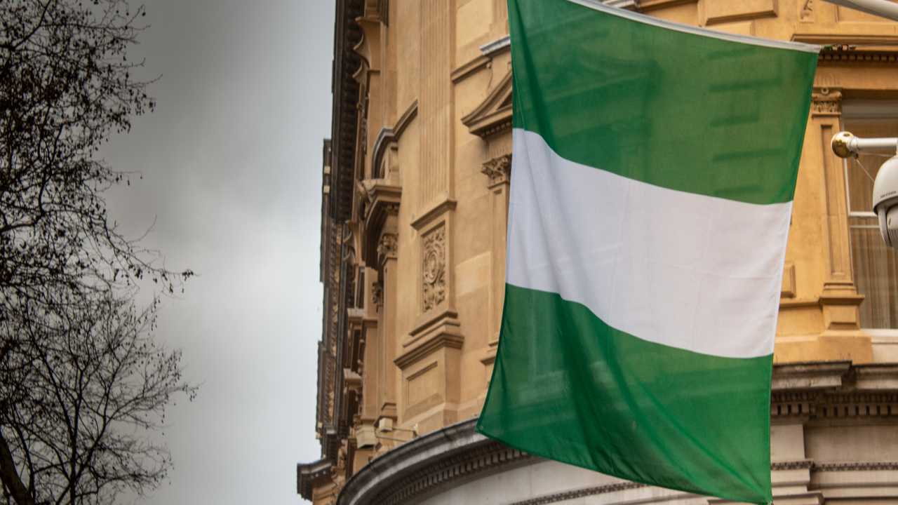 Nigerian flag outside the Nigeria High Commission in London