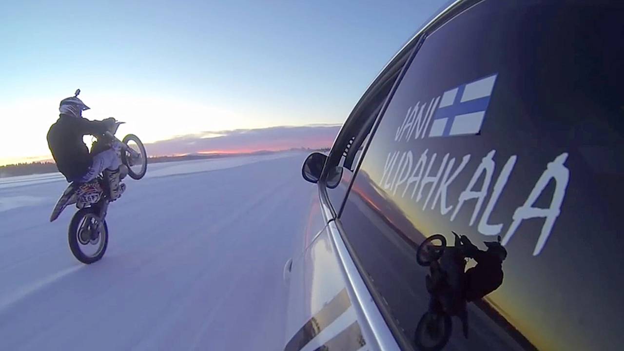 Watch Insane Ice Racing on a Suzuki Sportbike