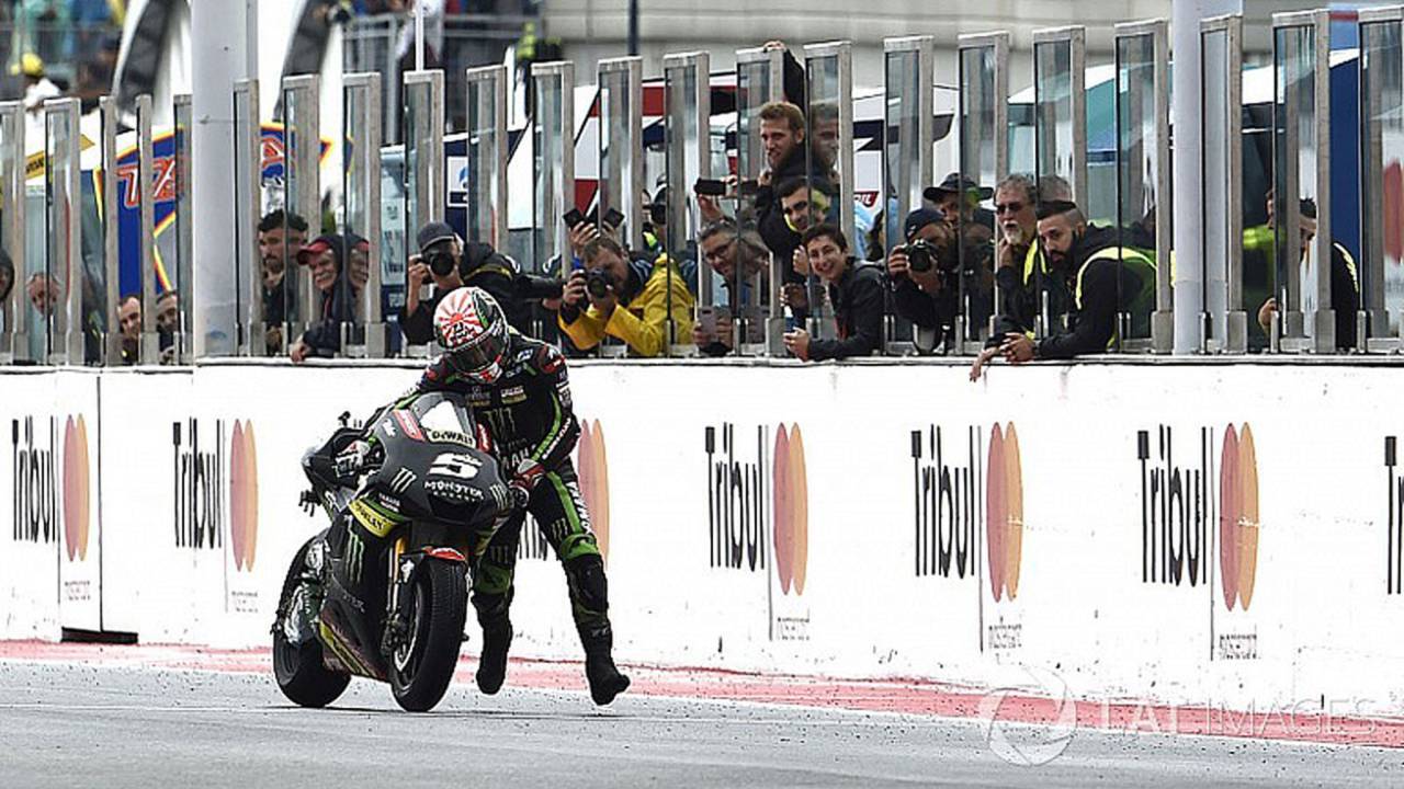 Zarco Pushes Bike Across Line at Misano