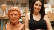 Ayrton Senna sculpture and Paula Senna Lalli