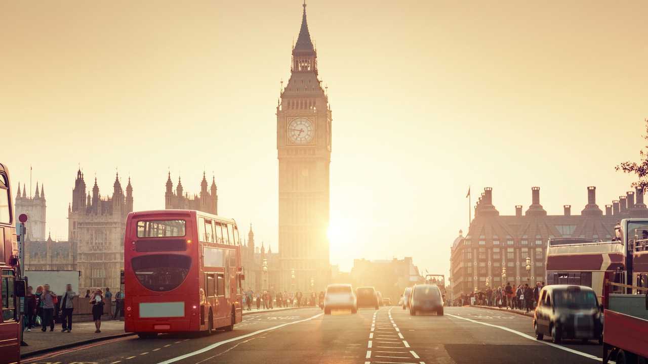Westminster Bridge at sunset London UK