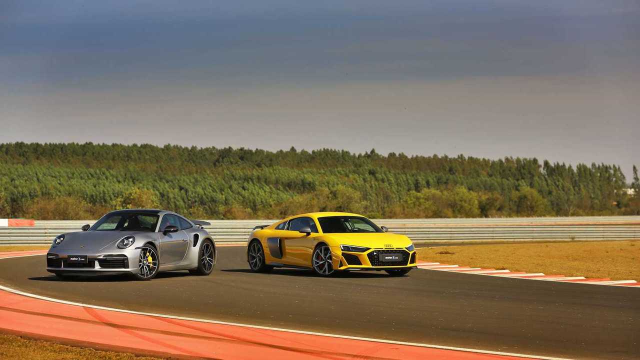 Comparativo: Audi R8 V10 vs. Porsche 911 Turbo S no Circuito Panamericano