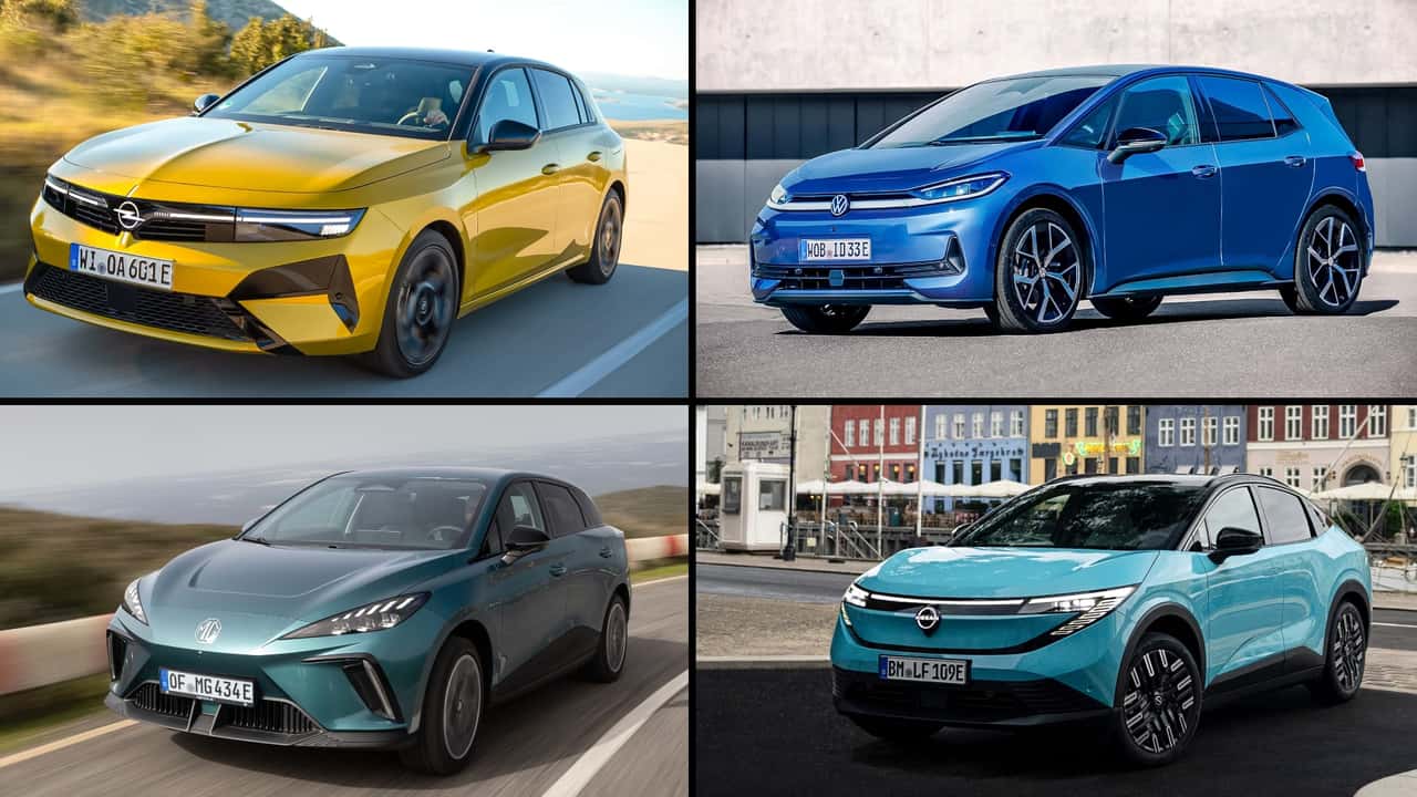 4 elektrische Kompaktwagen (Collage)